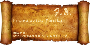 Francsovics Mónika névjegykártya